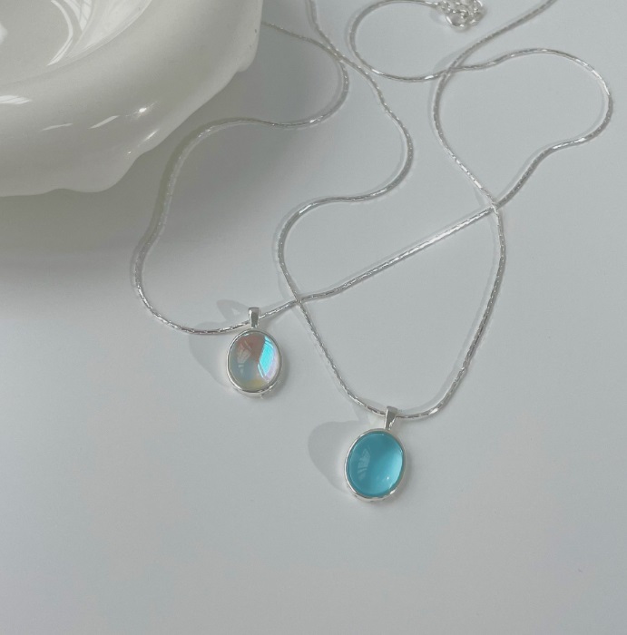 925 Sterling Silver Opal Necklace 
